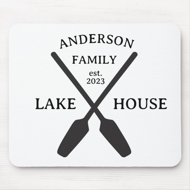 Personalised Family Name Lake House  Mouse Mat (Front)