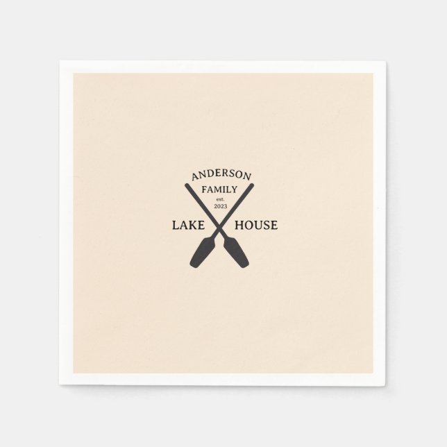 Personalised Family Name Lake House  Napkin (Front)