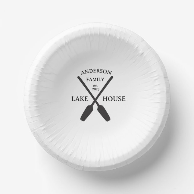 Personalised Family Name Lake House  Paper Plate (Front)