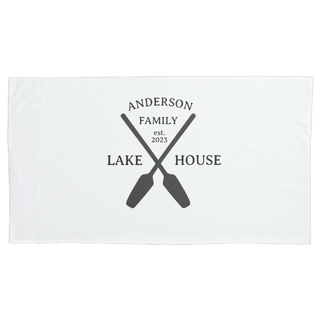 Personalised Family Name Lake House  Pillowcase (Front)