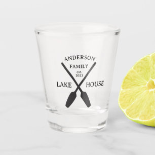 Personalised Family Name Lake House Shot Glass