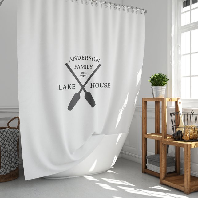 Personalised Family Name Lake House  Shower Curtain (Creator Uploaded)