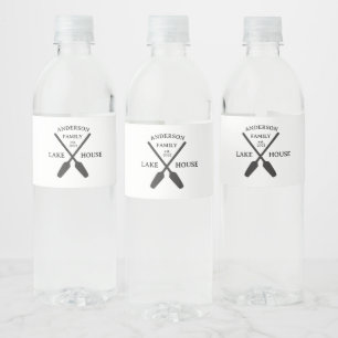 Personalised Family Name Lake House  Water Bottle Label