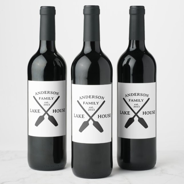 Personalised Family Name Lake House  Wine Label (Bottles)