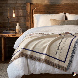 Personalised Family Name & Location Minimalist Throw Blanket