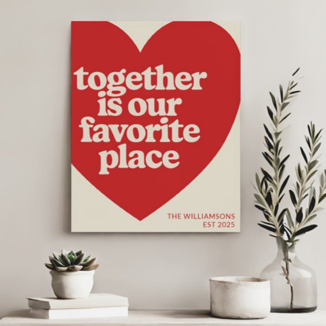 Personalised Family Name Love Heart Red Modern  Poster (Creator Uploaded)