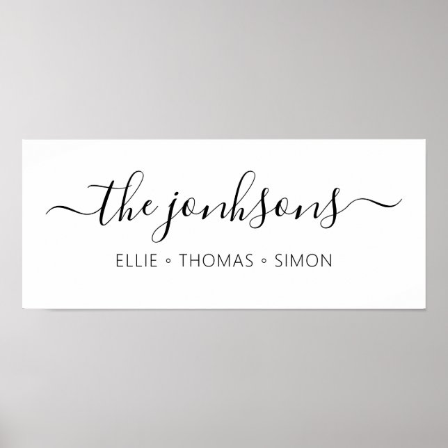 personalised family name modern minimalist home poster (Front)