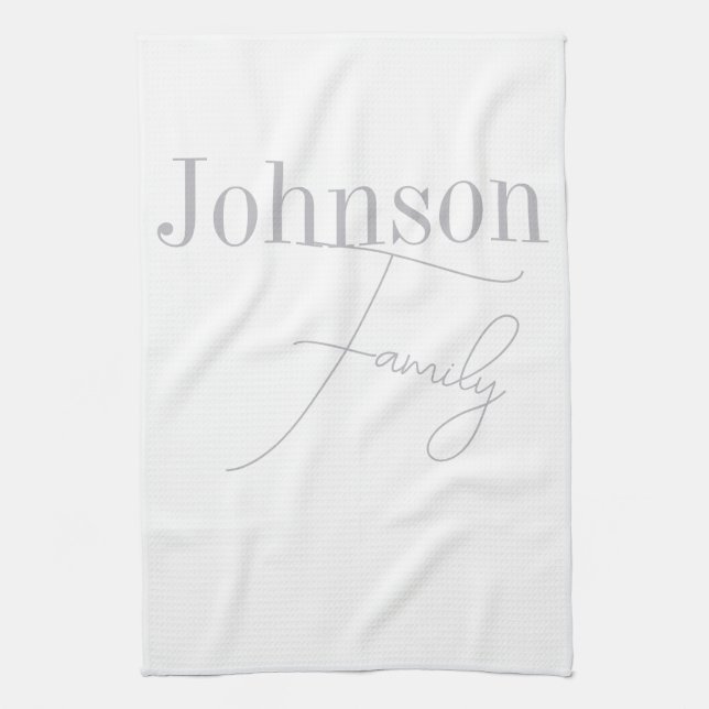 Personalised Family Name Modern Minimalistic Tea Towel (Vertical)