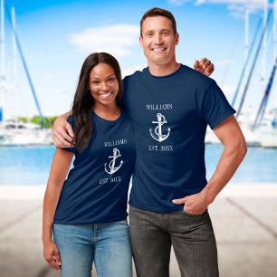 Personalised Family Name Nautical Boat Anchor T-Shirt