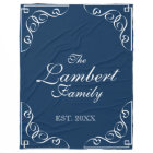 Personalised family name navy blue fleece blanket