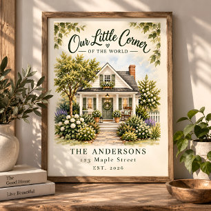 Personalised Family Name New Home Watercolor Poster