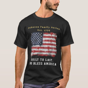 Personalised Family Name Patriotic American Flag T-Shirt