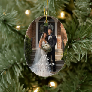 Personalised Family Name Photo Ceramic Tree Decoration