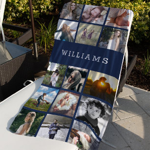 Personalised Family Name Photo Collage Beach Towel