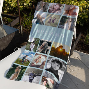 Personalised Family Name Photo Collage Beach Towel