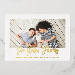 Personalised Family Name Photo Foil Holiday Card