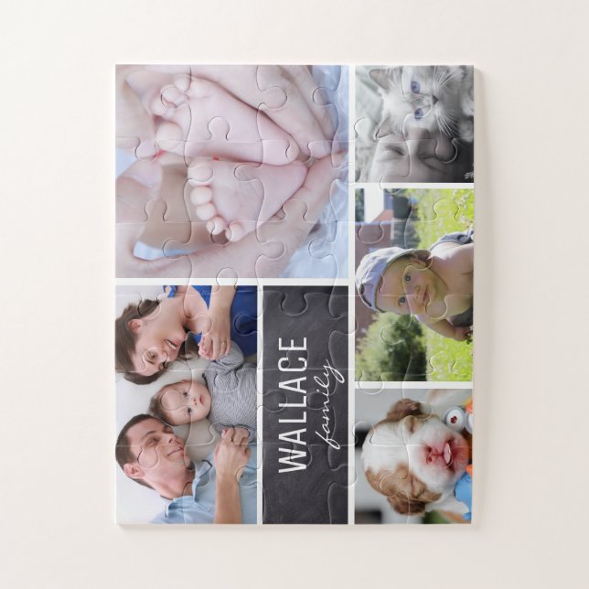 Personalised family name, photos, big pieces jigsaw puzzle (Vertical)