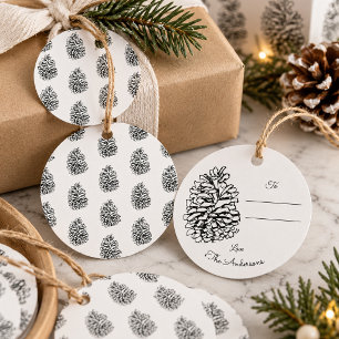 Personalised Family Name Pine Cone Christmas Gift Favour Tags