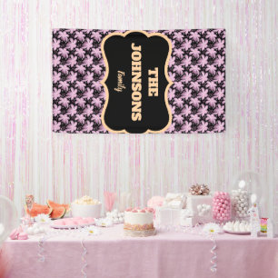 Personalised family name pink floral banner