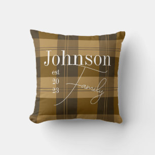 Personalised Family Name Plaid Cushion