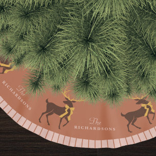 Personalised Family Name Reindeer Christmas Brushed Polyester Tree Skirt