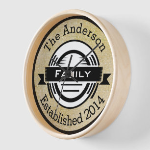 Personalised Family Name Retro Logo Style Clock