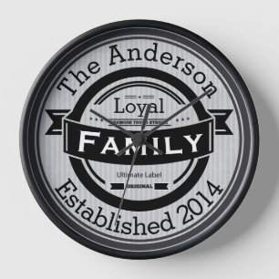 Personalised Family Name Retro Logo Style Clock