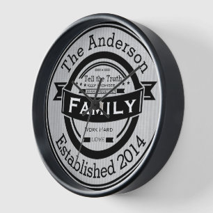 Personalised Family Name Retro Logo Style Wall Clock