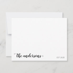 Personalised Family Name Script Est Newlyweds Card