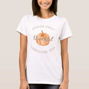 Personalised Family Name Thankful Neutral Gingham T-Shirt