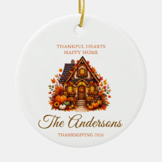 Personalised family name Thanksgiving Ceramic Tree Decoration