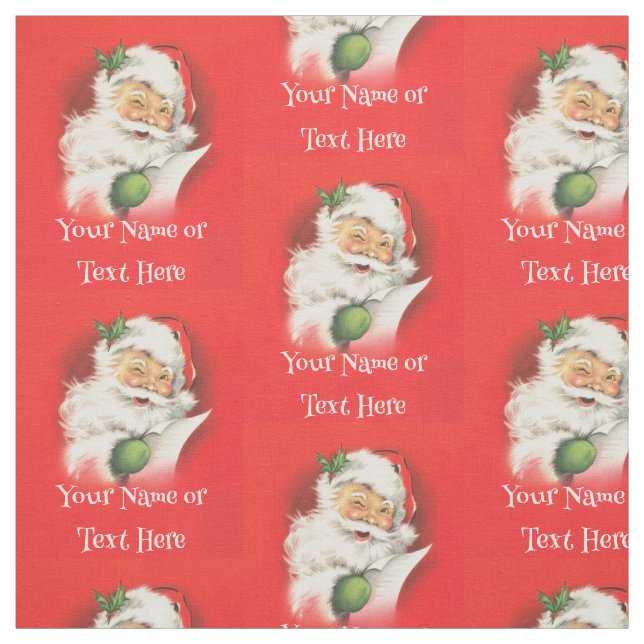 Personalised Family Name Winking Santa Christmas Fabric (Swatch)