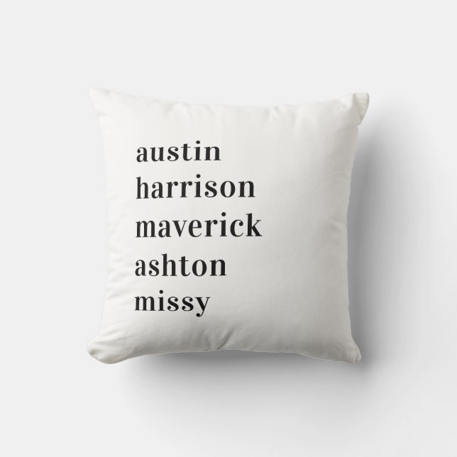 Personalised Family Names Throw Pillow|Grandkid  Cushion (Front)