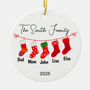 Personalised Family of Five Ornament, Family Gift Ceramic Tree Decoration