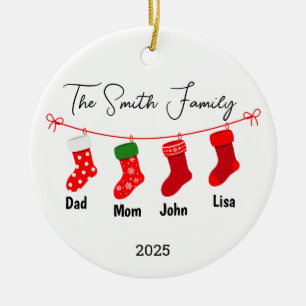 Personalised Family of Four Ornament, Family Gift Ceramic Tree Decoration