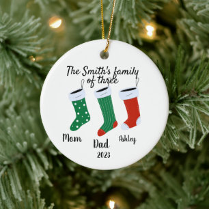 Personalised family of three   Christmas 2023  Ceramic Tree Decoration