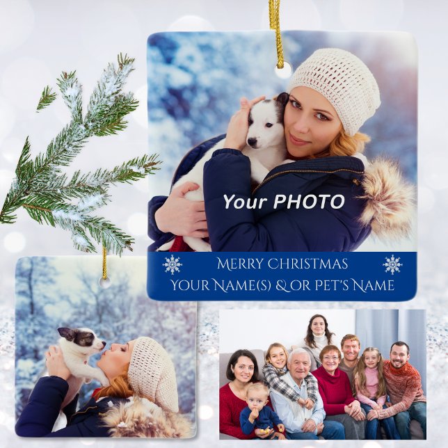 Personalised Family Ornament with Dog, Cat or Pet (2 Photos Ornaments. Personalized Ornaments. Personalized Christmas Ornaments. Photo Ornaments.  )