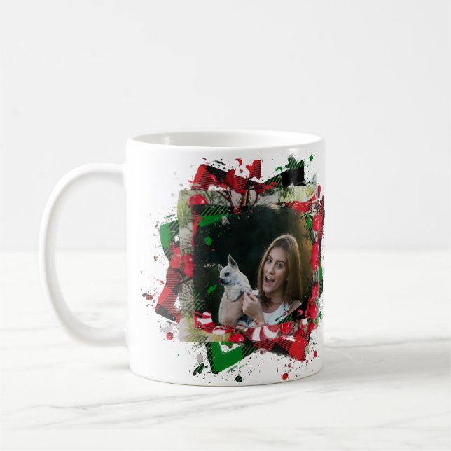 Personalised Family Pet Photo Christmas Coffee Mug (Left)