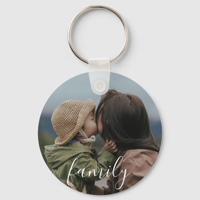 Personalised Family Photo and Text Key Ring (Front)