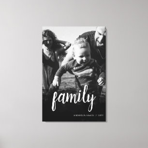 Personalised Family Photo Black Abstract Overlay Canvas Print