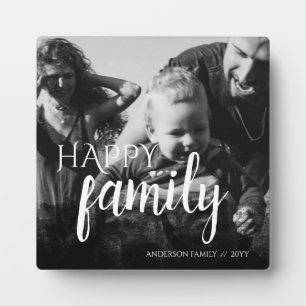 Personalised Family Photo Black Abstract Overlay Plaque