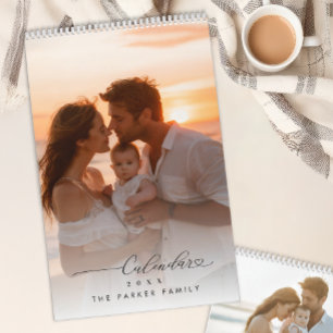 Personalised Family Photo Calendar Minimal Script