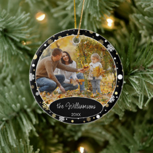 Personalised Family Photo Christmas 2025 Ceramic Tree Decoration