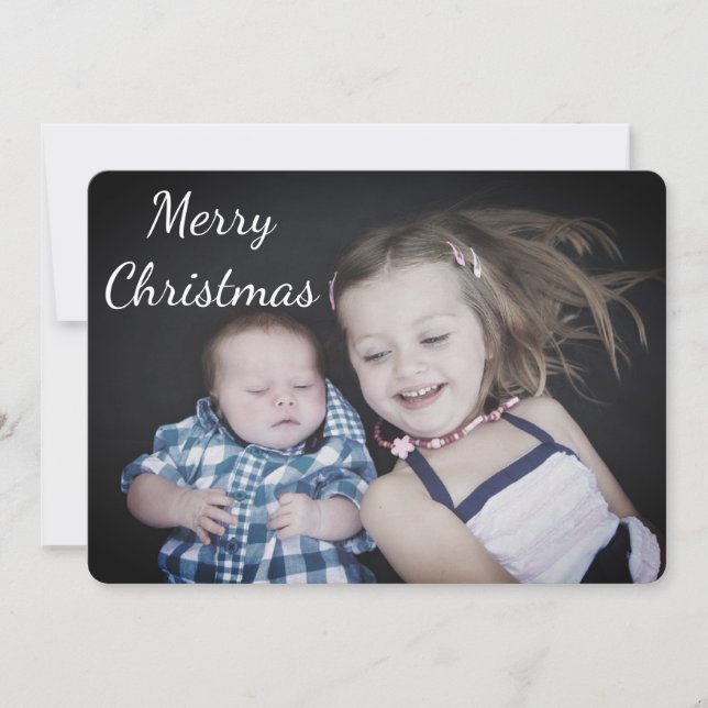 Personalised Family Photo Christmas Card Blue (Front)