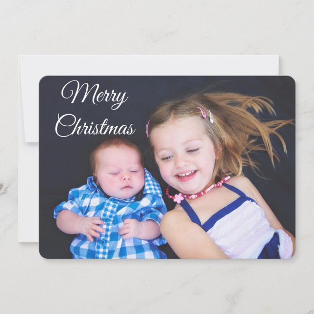 Personalised Family Photo Christmas Card Plaid (Front)