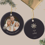 Personalised Family Photo Christmas Ornament<br><div class="desc">Celebrate the joy and togetherness of the holiday season with our Personalised Family Photo Christmas Ornament. The front showcases a cherished family photo framed by an elegant snowflake design, while the family name adds a personal touch. On the back, "Joy Love" captures the heartwarming spirit of your family, along with...</div>