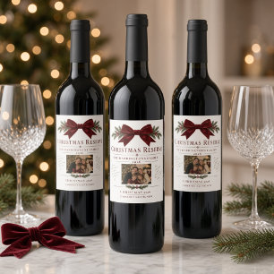 Personalised Family Photo Christmas Reserve Wine Label
