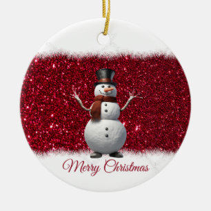 Personalised Family Photo- Christmas-Snowman Ceramic Tree Decoration