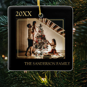 Personalised Family Photo Christmas Tree Ceramic Ornament