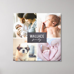 Personalised Family Photo Collage blocks Canvas Print